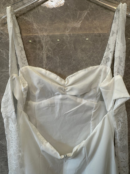 White Lace Panel Mini Dress