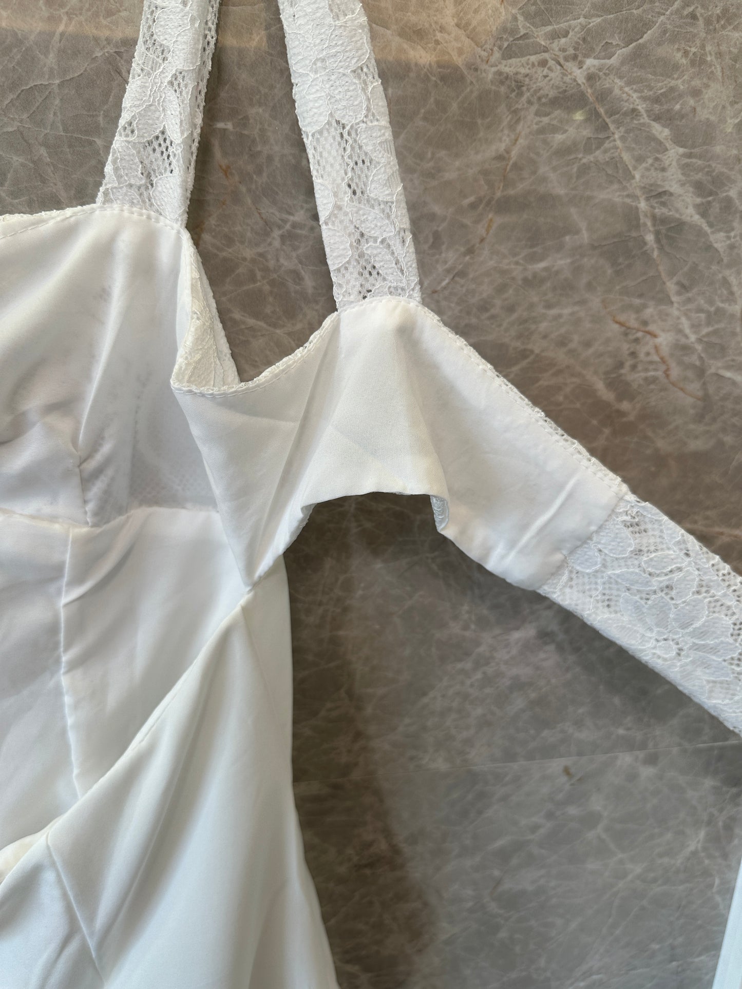 White Lace Panel Mini Dress