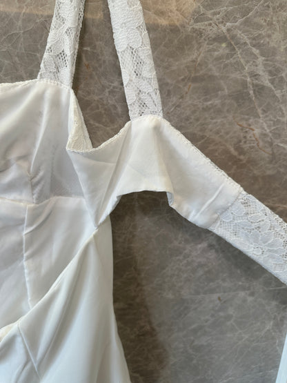 White Lace Panel Mini Dress