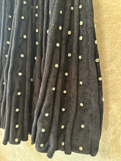 Sandro Knit Mini Dress with Crystal Embellishment – Sleeveless Pleated Dress