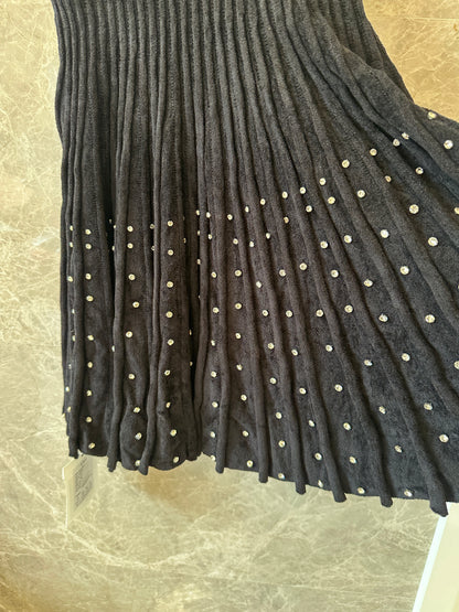 Sandro Knit Mini Dress with Crystal Embellishment – Sleeveless Pleated Dress