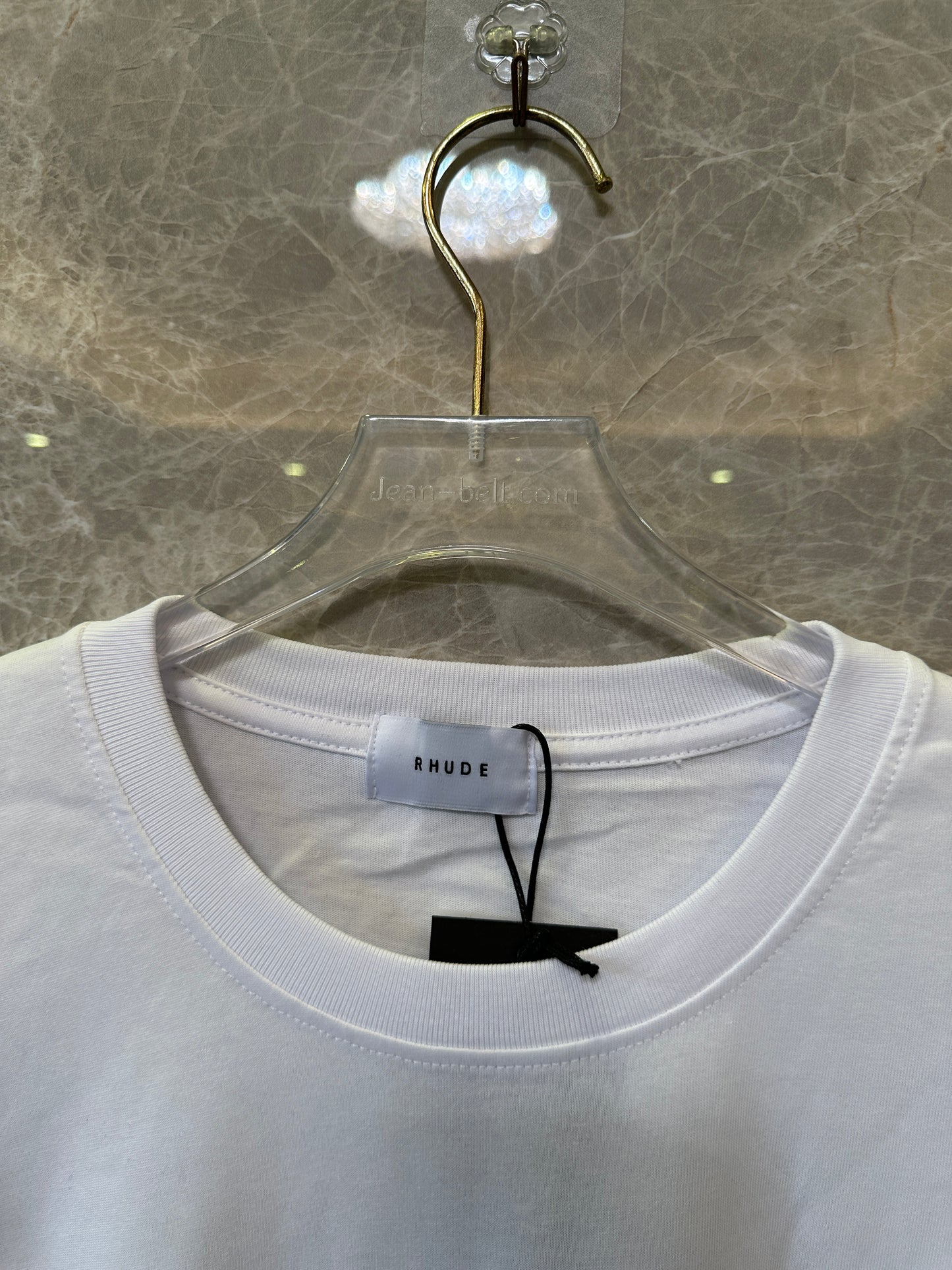 Rhude Sunset Gas Logo T-shirt – White Cotton Tee with Retro Print