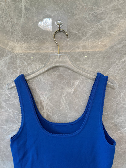 Sandro Blue Knit Mini Dress with Crystal Embellished Pleated Hem