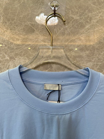 Dior CD Icon Embroidered Logo T-shirt – Light Blue Cotton Oversized Tee