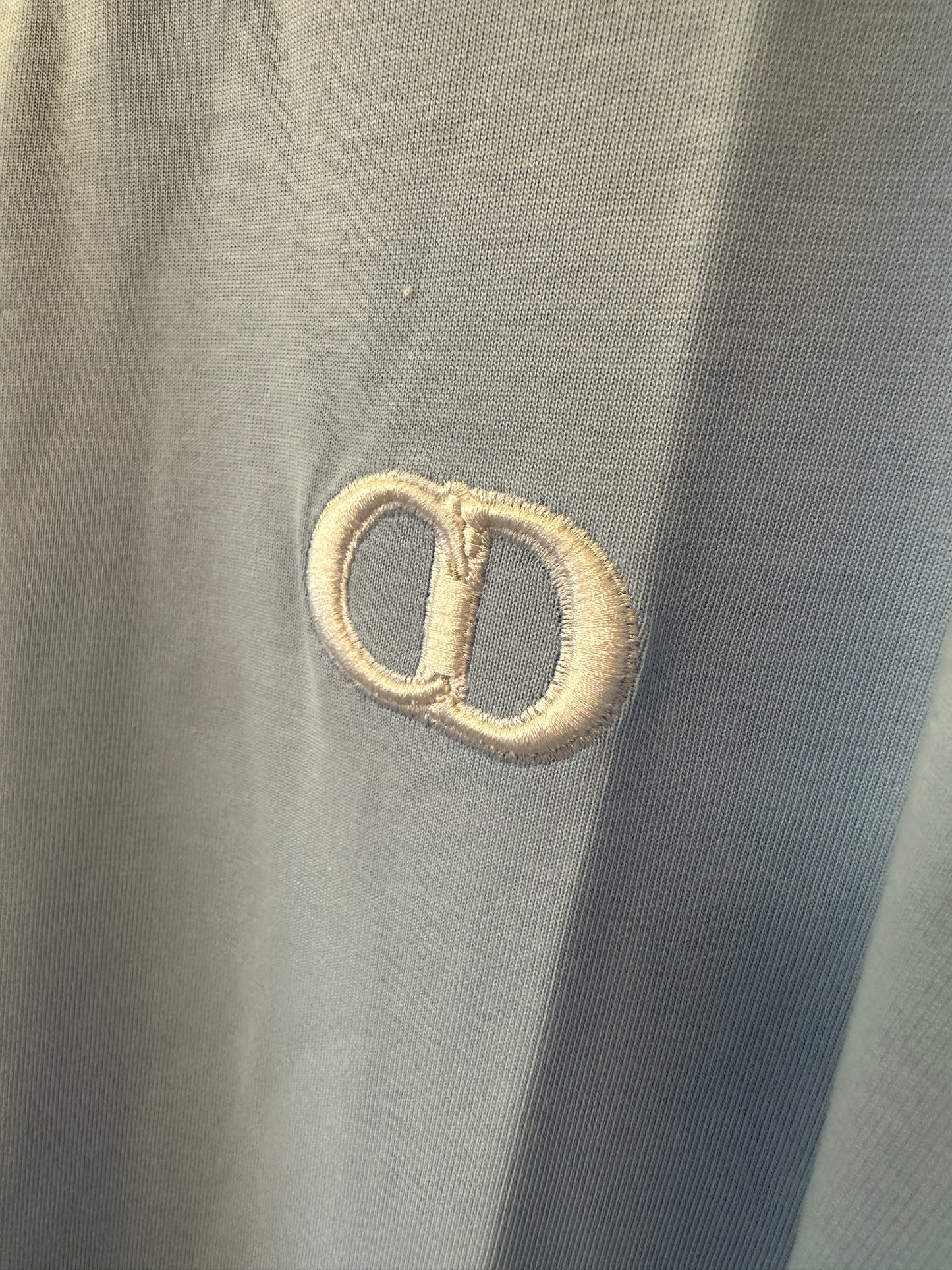 Dior CD Icon Embroidered Logo T-shirt – Light Blue Cotton Oversized Tee