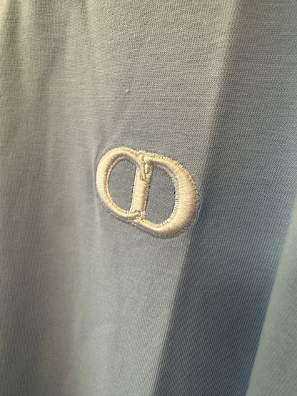 Dior CD Icon Embroidered Logo T-shirt – Light Blue Cotton Oversized Tee