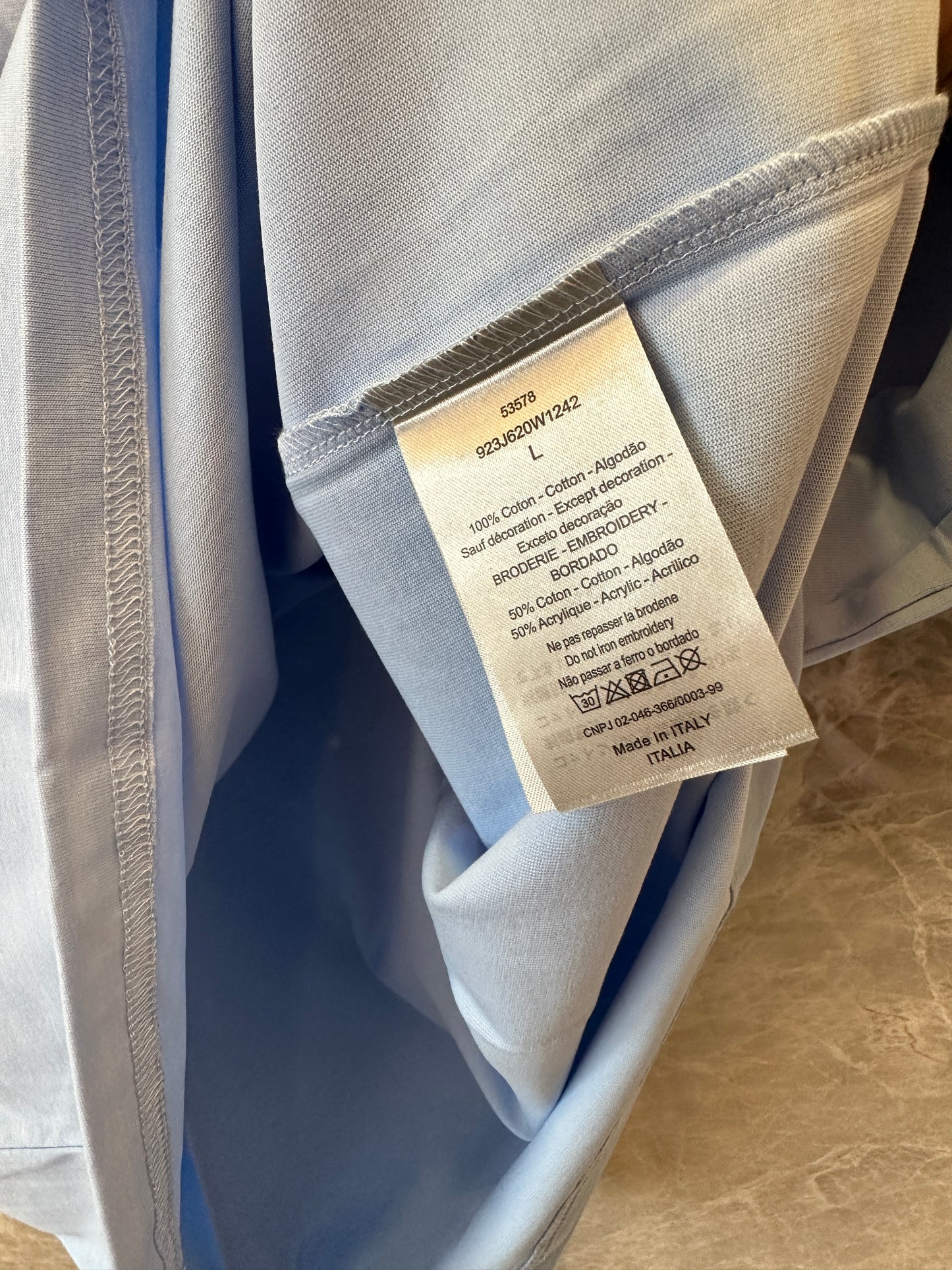Dior CD Icon Embroidered Logo T-shirt – Light Blue Cotton Oversized Tee