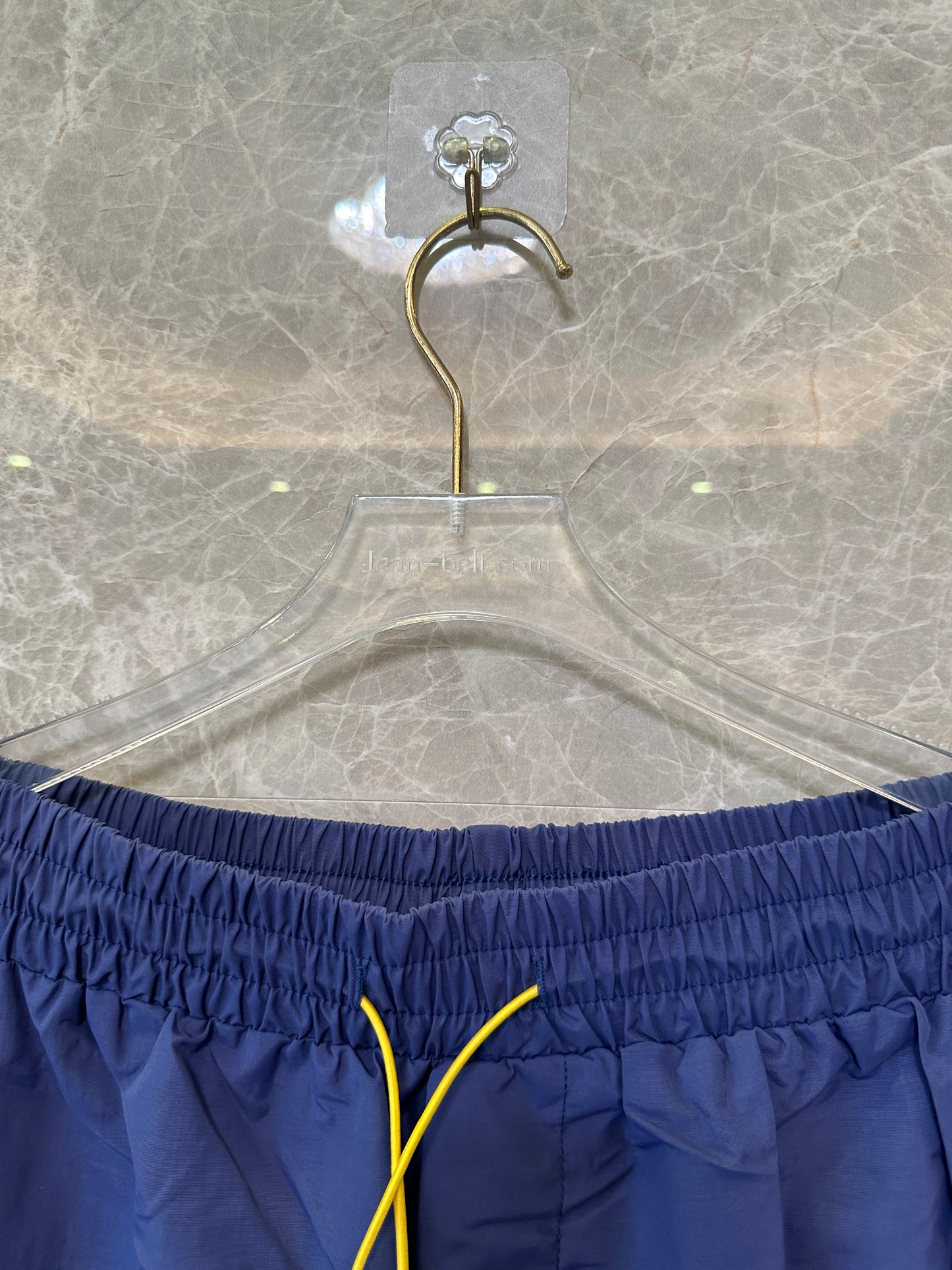Rhude Nylon Shorts – Navy with Yellow Drawstring