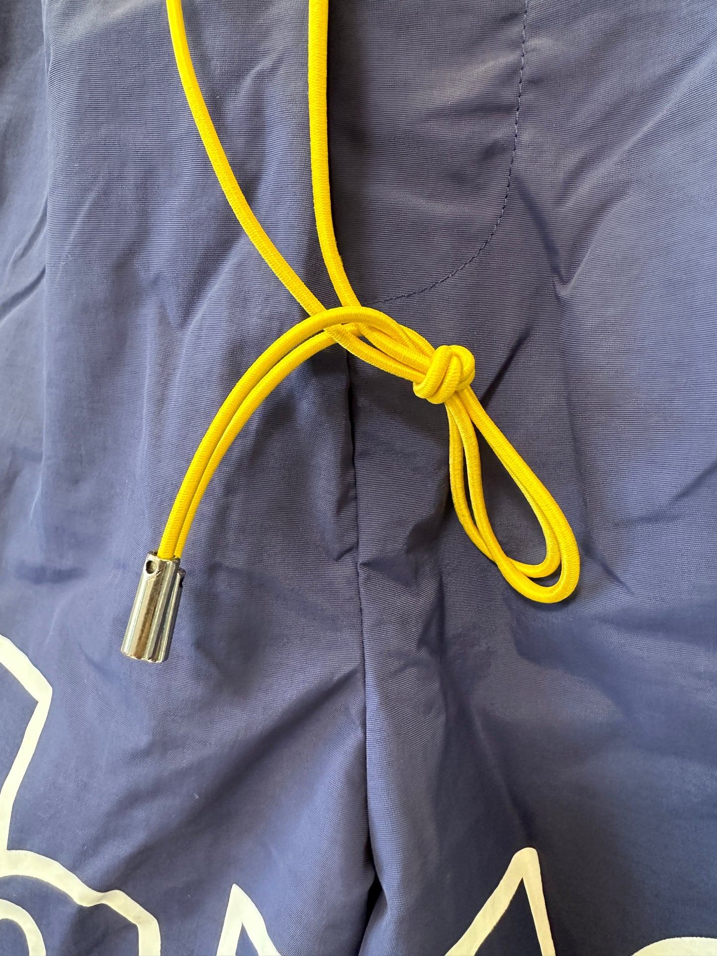 Rhude Nylon Shorts – Navy with Yellow Drawstring