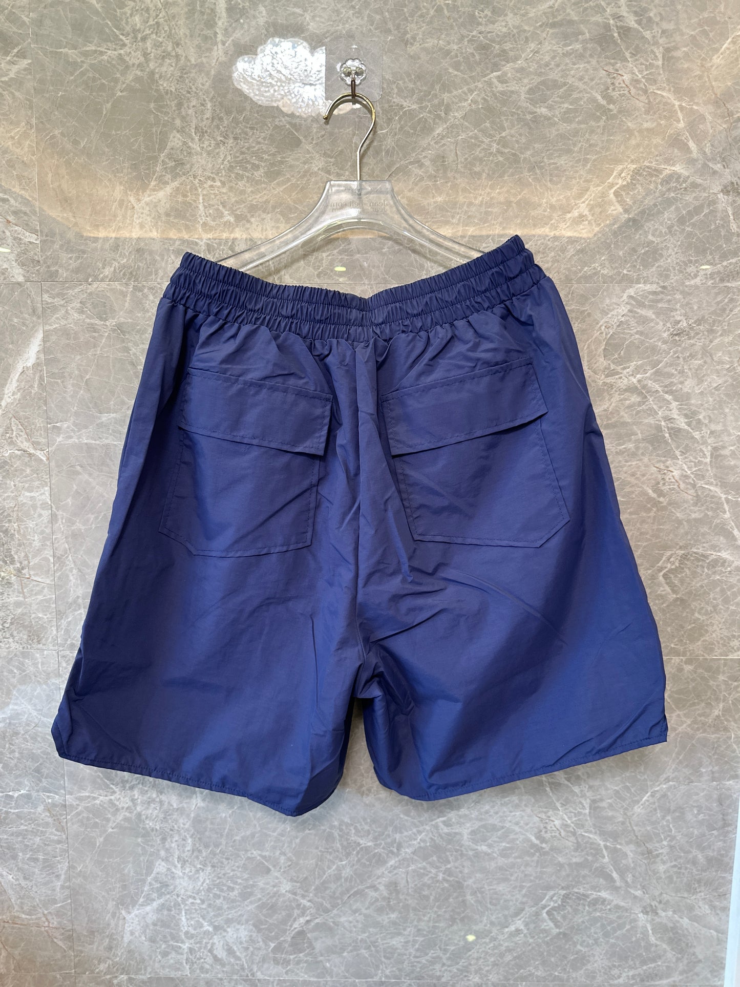 Rhude Nylon Shorts – Navy with Yellow Drawstring
