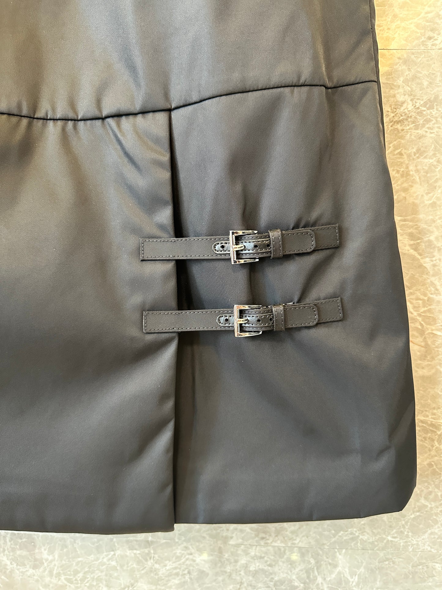 Prada Black Re-Nylon Mini Dress with Buckle Details & Triangle Logo