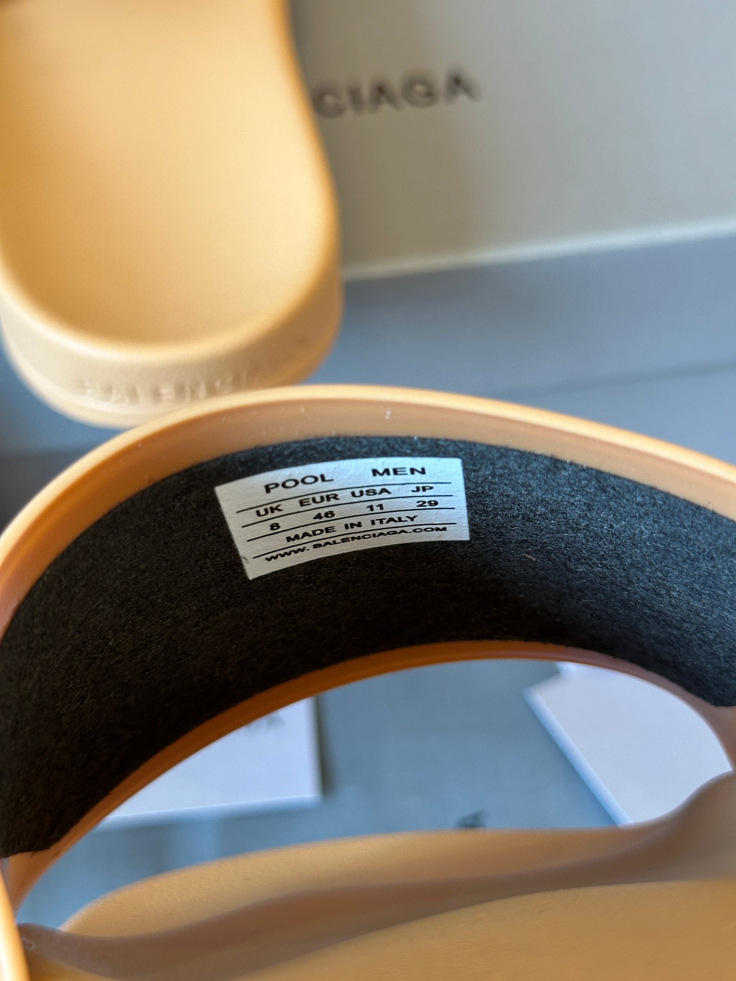 Balenciaga Beige Logo Rubber Slide Sandals