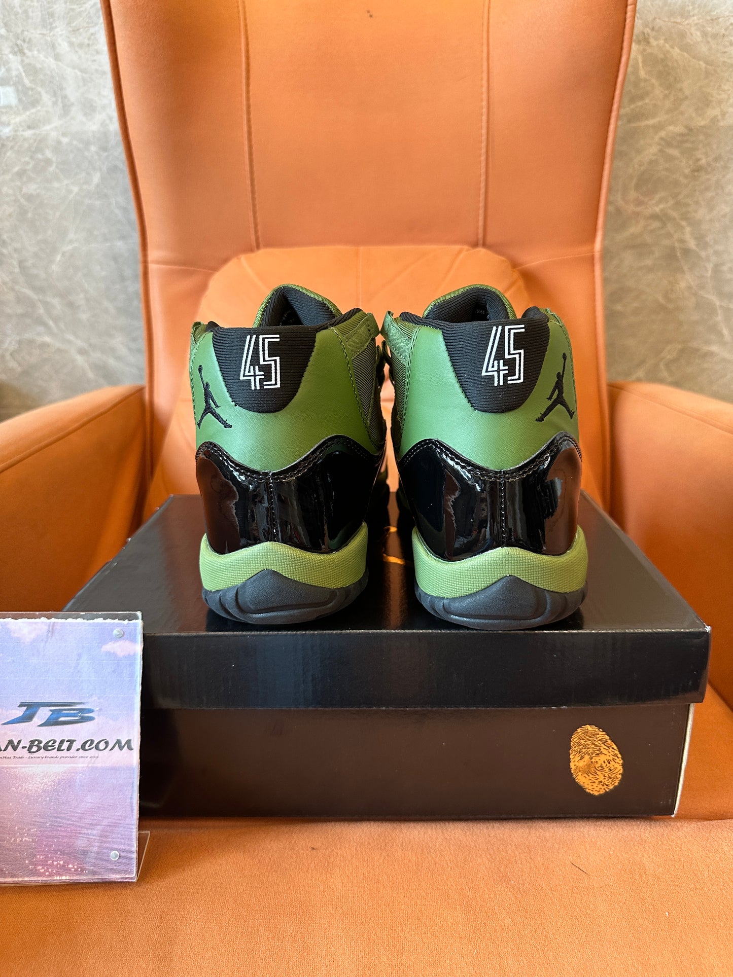 Air Jordan 11 Low Olive Green Black Patent Leather Basketball Sneakers