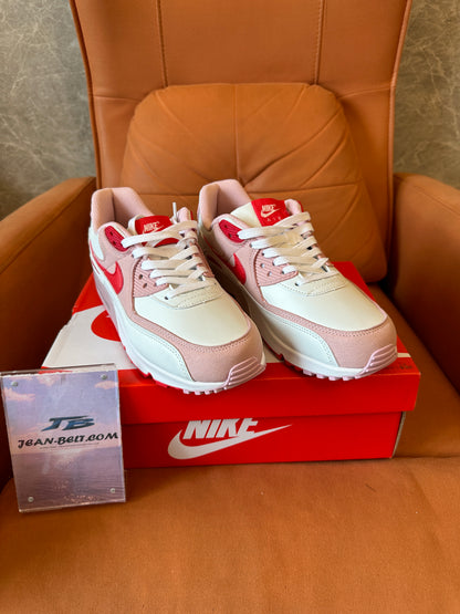 Nike Air Max 90 White Pink Red Unisex Sneakers Cushion Running Shoes