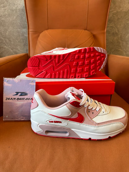 Nike Air Max 90 White Pink Red Unisex Sneakers Cushion Running Shoes