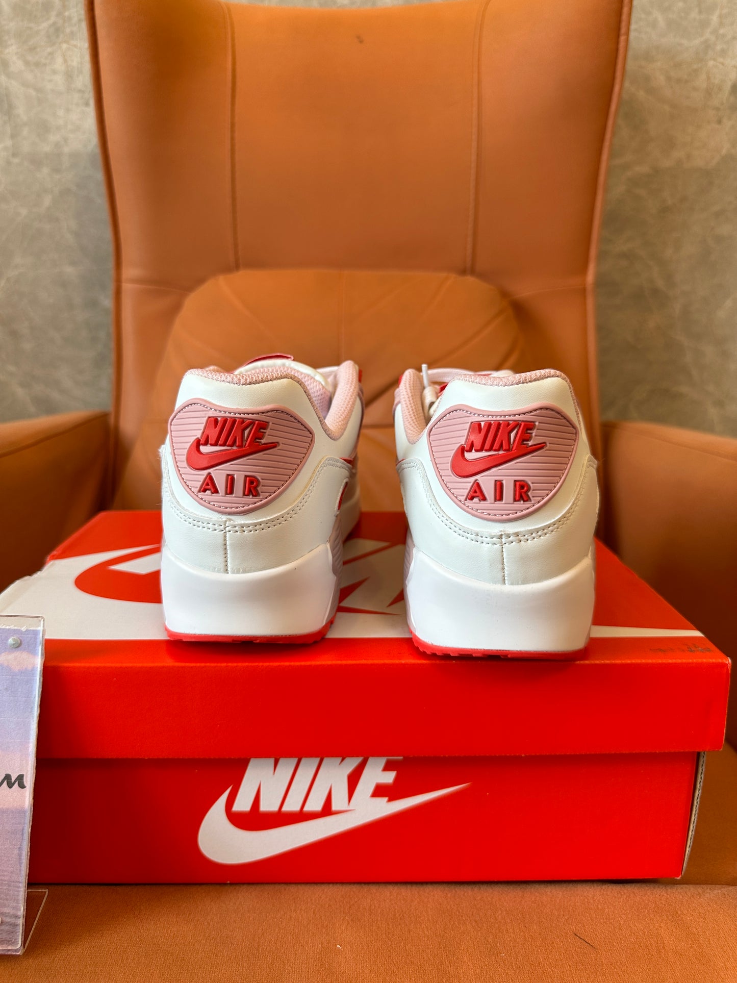 Nike Air Max 90 White Pink Red Unisex Sneakers Cushion Running Shoes
