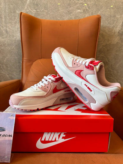 Nike Air Max 90 White Pink Red Unisex Sneakers Cushion Running Shoes