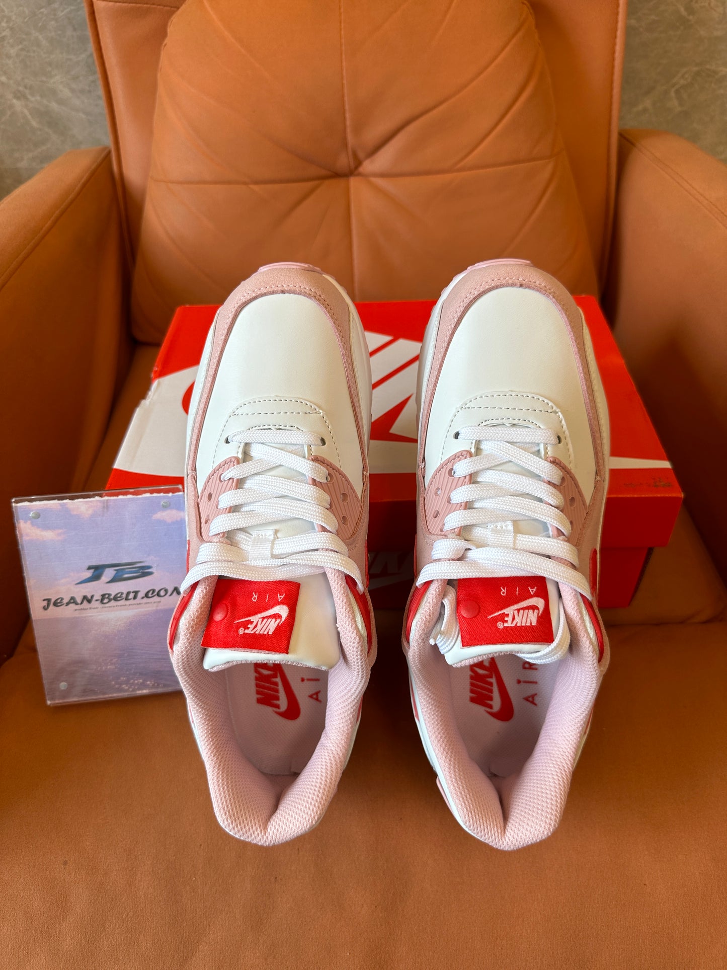 Nike Air Max 90 White Pink Red Unisex Sneakers Cushion Running Shoes