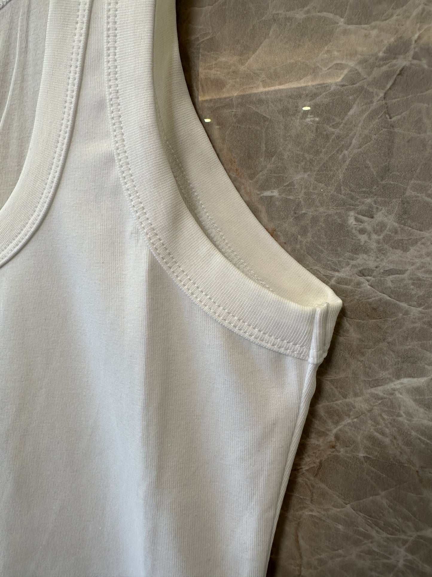Prada Triangle Logo Tank Top Women Sleeveless Slim Fit White Basic Top