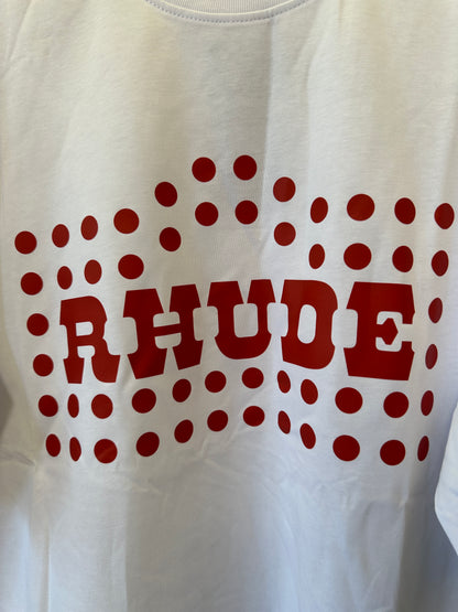 Rhude White Red Polka Dot Logo Graphic T-shirt
