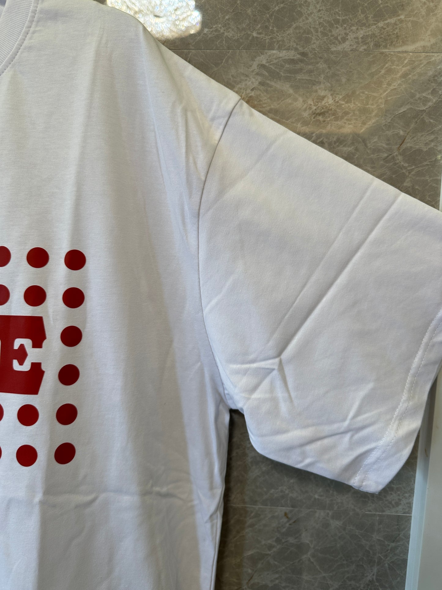 Rhude White Red Polka Dot Logo Graphic T-shirt