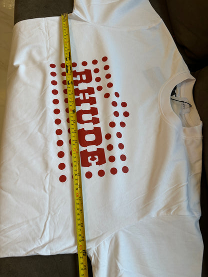Rhude White Red Polka Dot Logo Graphic T-shirt
