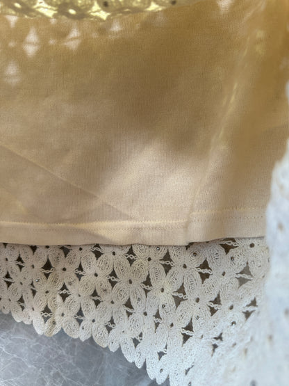 Sandro Crochet Pearl Mini Skirt & Sleeveless Top Set – Beige Floral Openwork