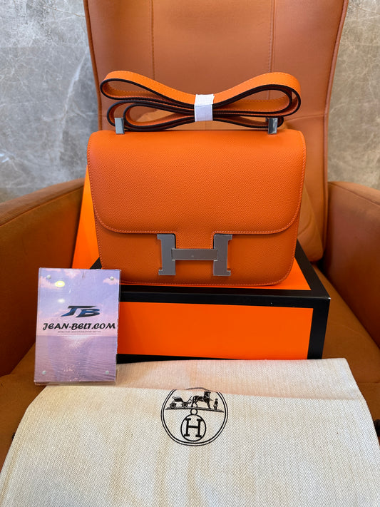 [Half Handmade]Hermes Constance 24 Bag –Orange Epsom Leather