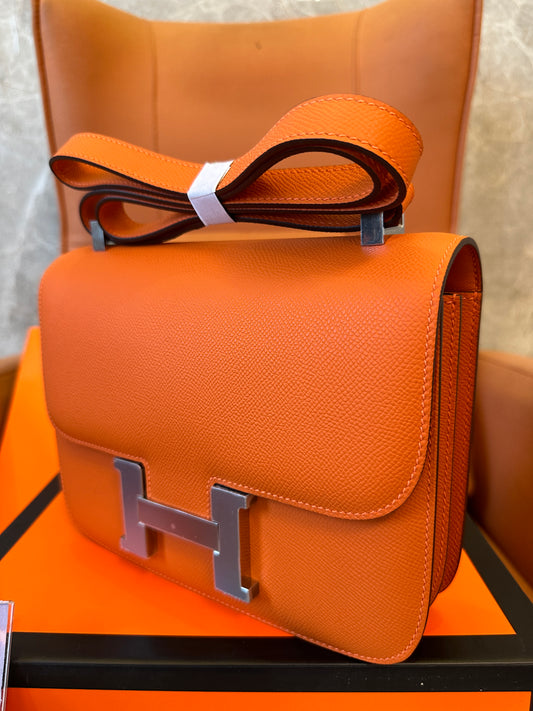 [Half Handmade]Hermes Constance 24 Bag –Orange Epsom Leather
