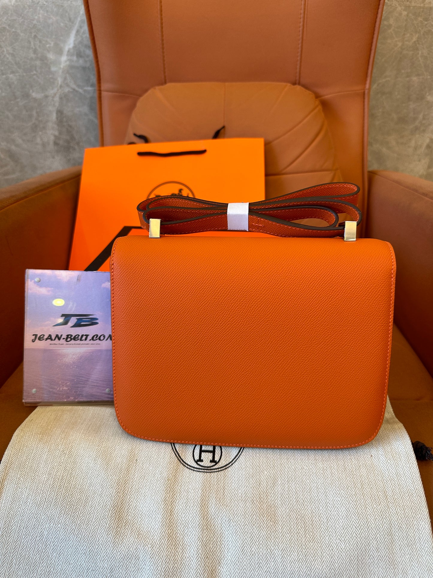 [Half Handmade]Hermes Constance 24 Bag –Orange Epsom Leather