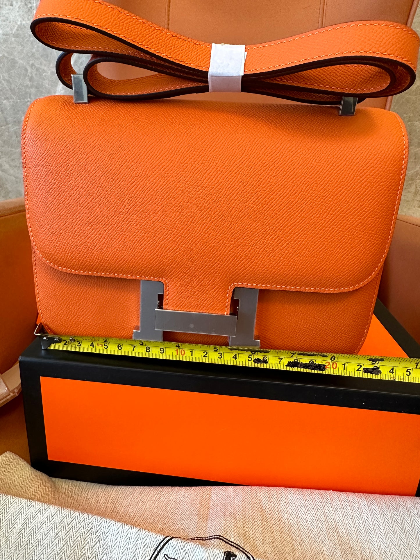 [Half Handmade]Hermes Constance 24 Bag –Orange Epsom Leather
