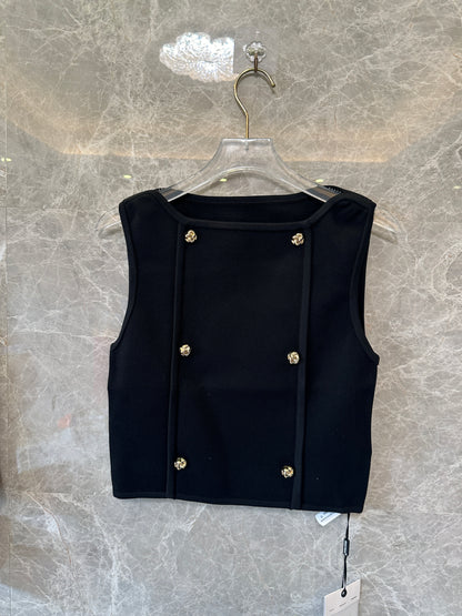 Sandro Button Detail Knit Top & Pleated Mini Skirt Set