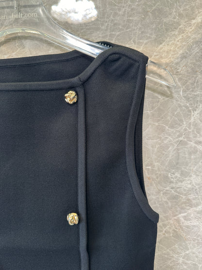 Sandro Button Detail Knit Top & Pleated Mini Skirt Set