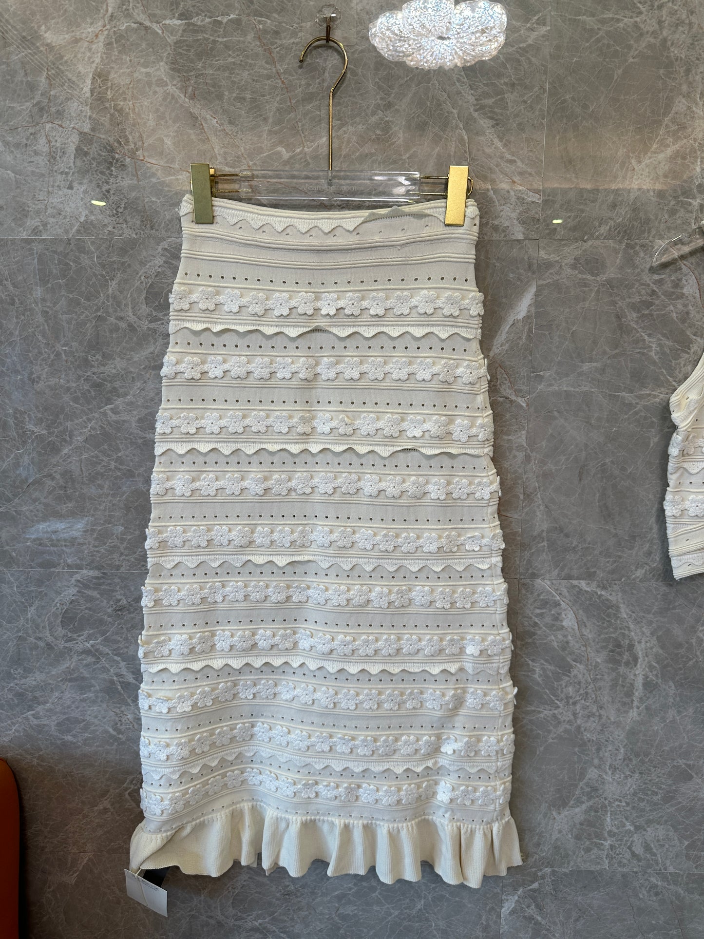 Sandro Knit Two-Piece Set with 3D Embroidered Floral and Openwork