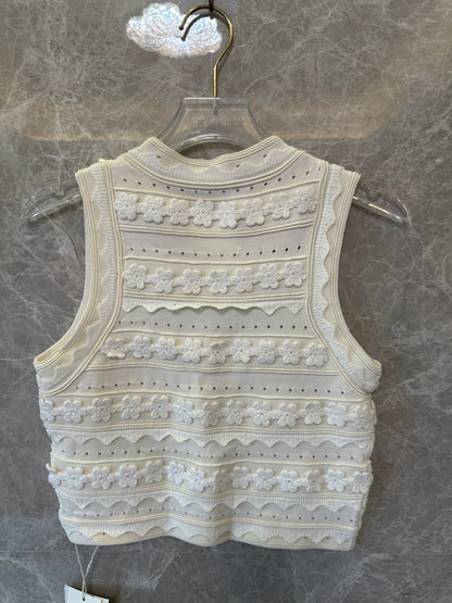 Sandro Knit Two-Piece Set with 3D Embroidered Floral and Openwork