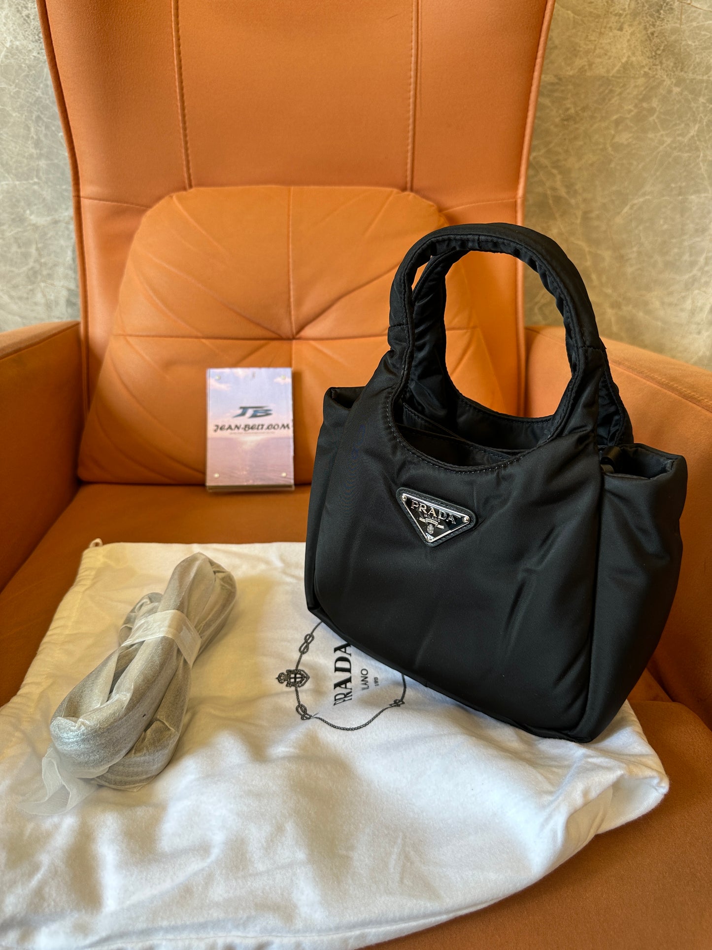 Prada Nylon Mini Padded Tote Bag with Logo Plaque