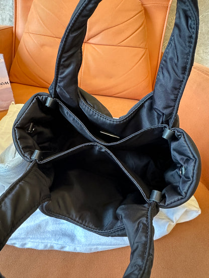 Prada Nylon Mini Padded Tote Bag with Logo Plaque