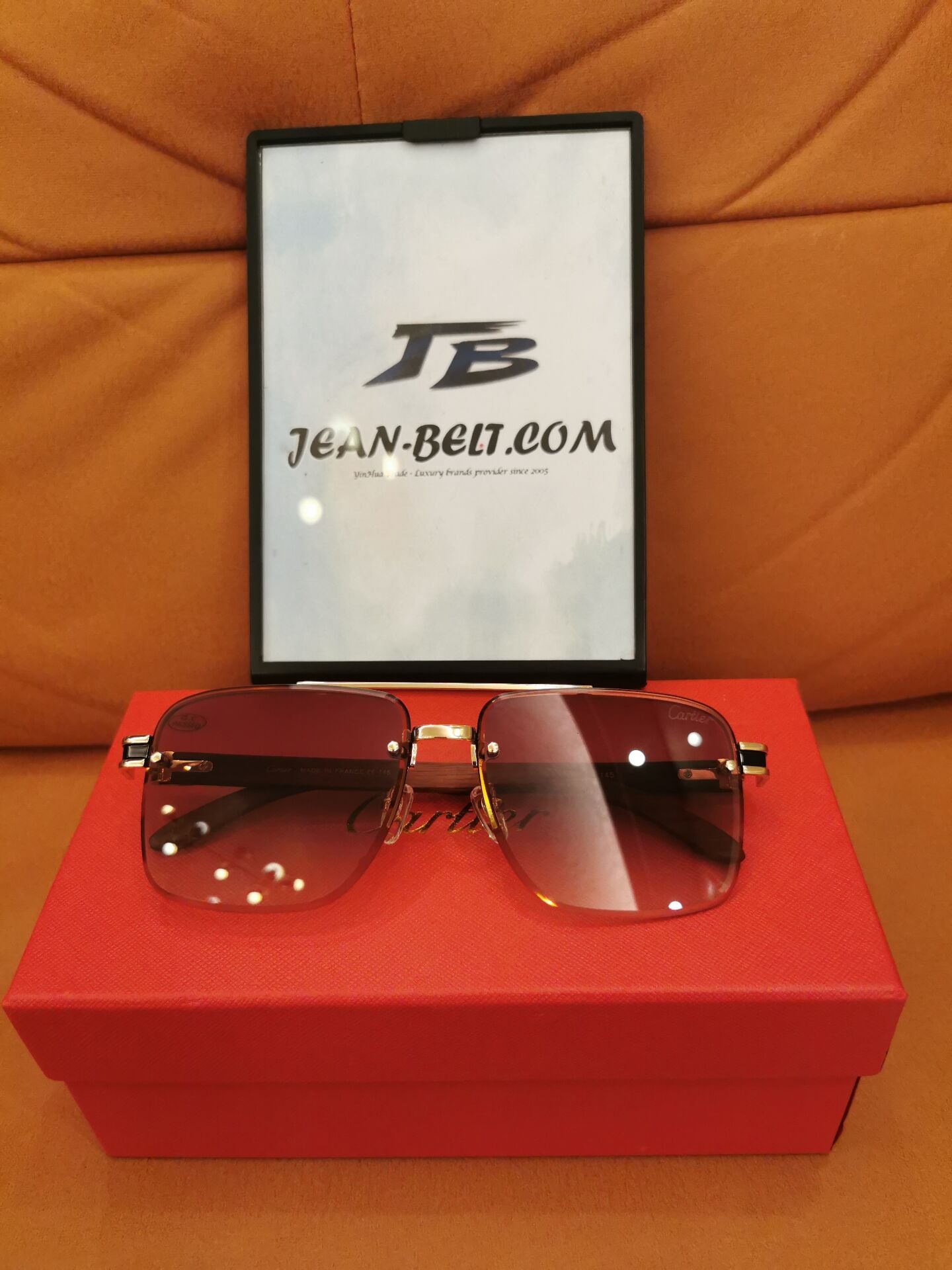 Cartier Santos-Dumont Sunglasses - Gold Frame with Gradient Burgundy Lenses