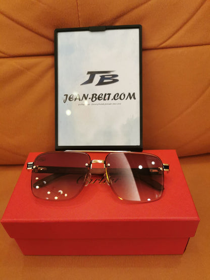 Cartier Santos-Dumont Sunglasses - Gold Frame with Gradient Burgundy Lenses