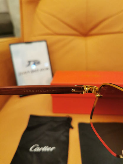 Cartier Santos-Dumont Sunglasses - Gold Frame with Gradient Burgundy Lenses