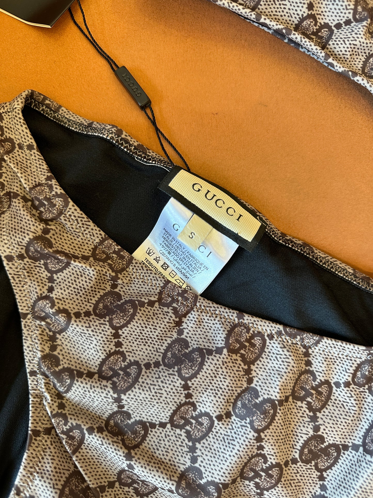 Gucci GG Supreme One-Shoulder Cut-Out Monogram Swimsuit