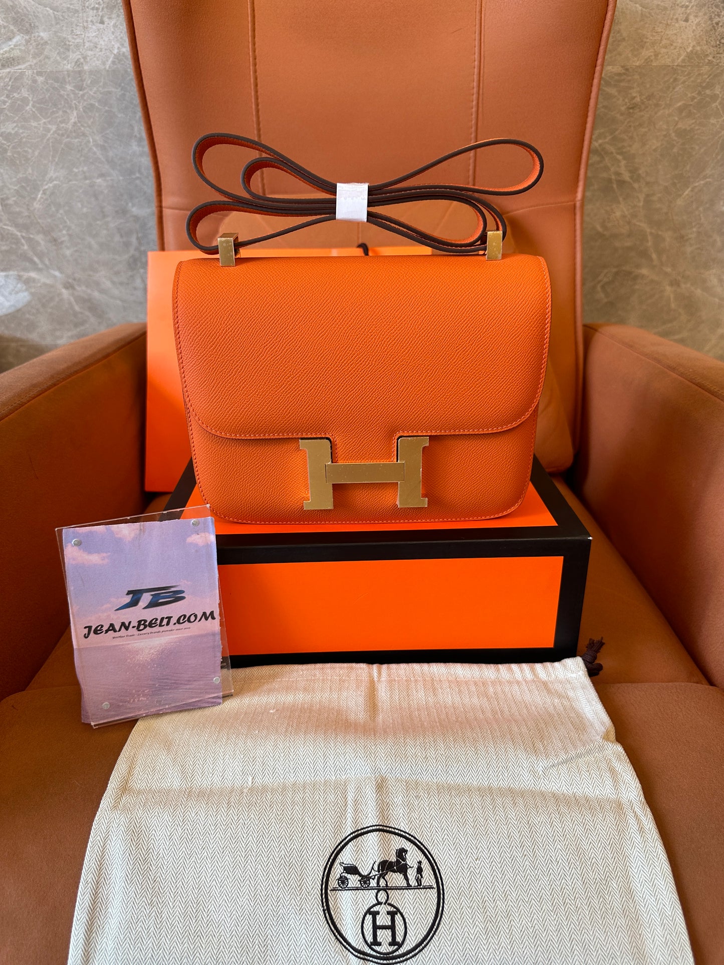 [Half Handmade]Hermès Constance Bag in Orange Epsom Leather with Gold Hardware