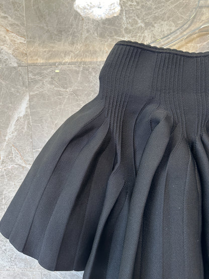 Sandro Knit Pleated Mini Skirt