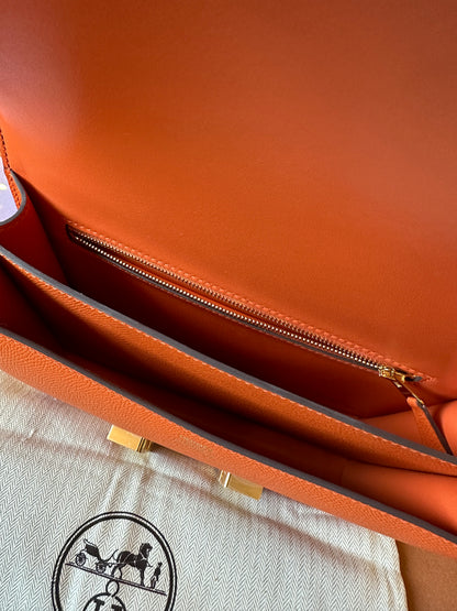[Half Handmade]Hermès Constance Bag in Orange Epsom Leather with Gold Hardware