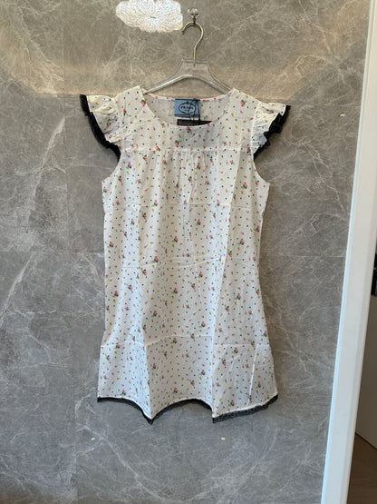 Prada Floral Print Ruffle Sleeve Dress