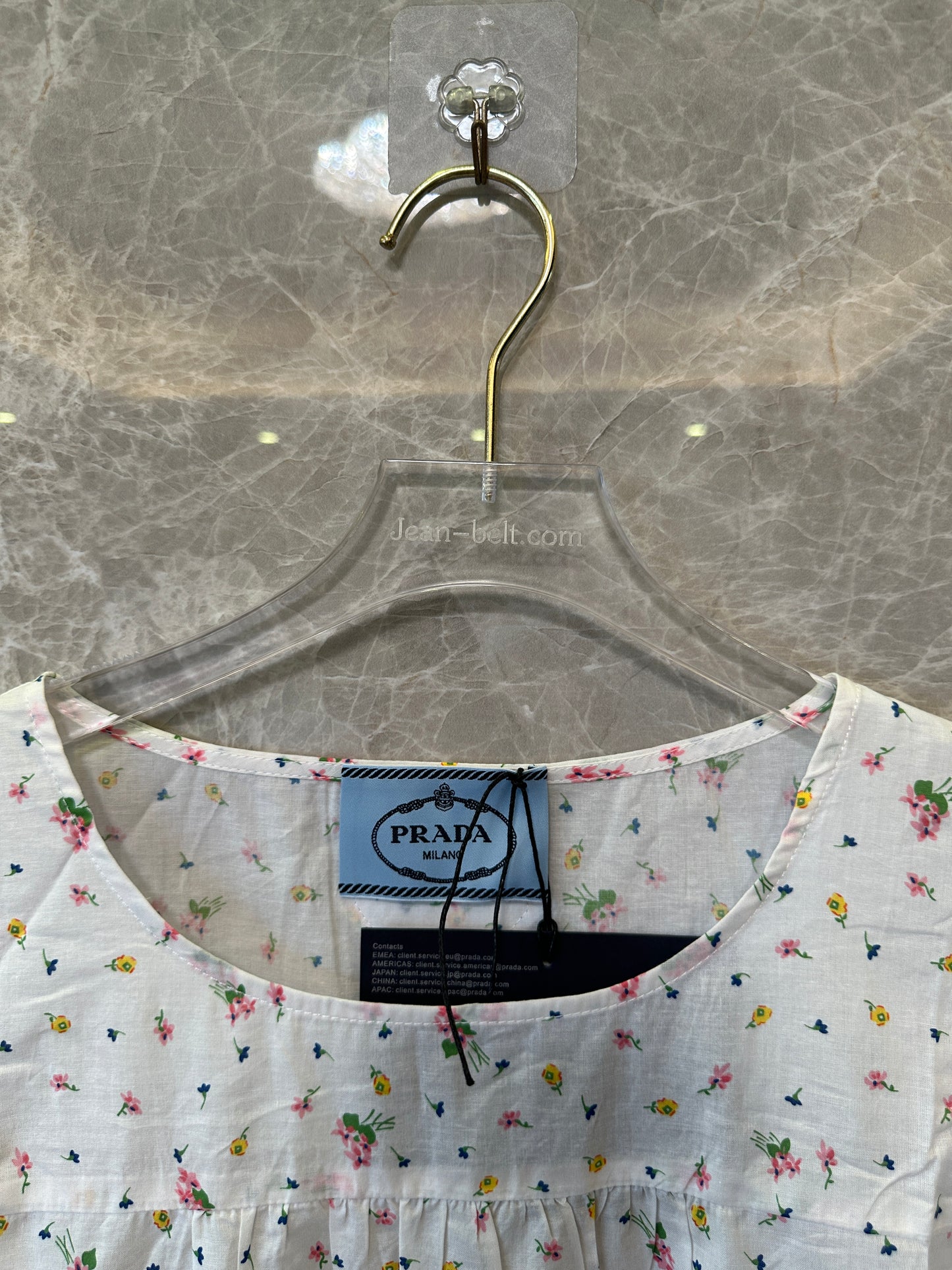 Prada Floral Print Ruffle Sleeve Dress