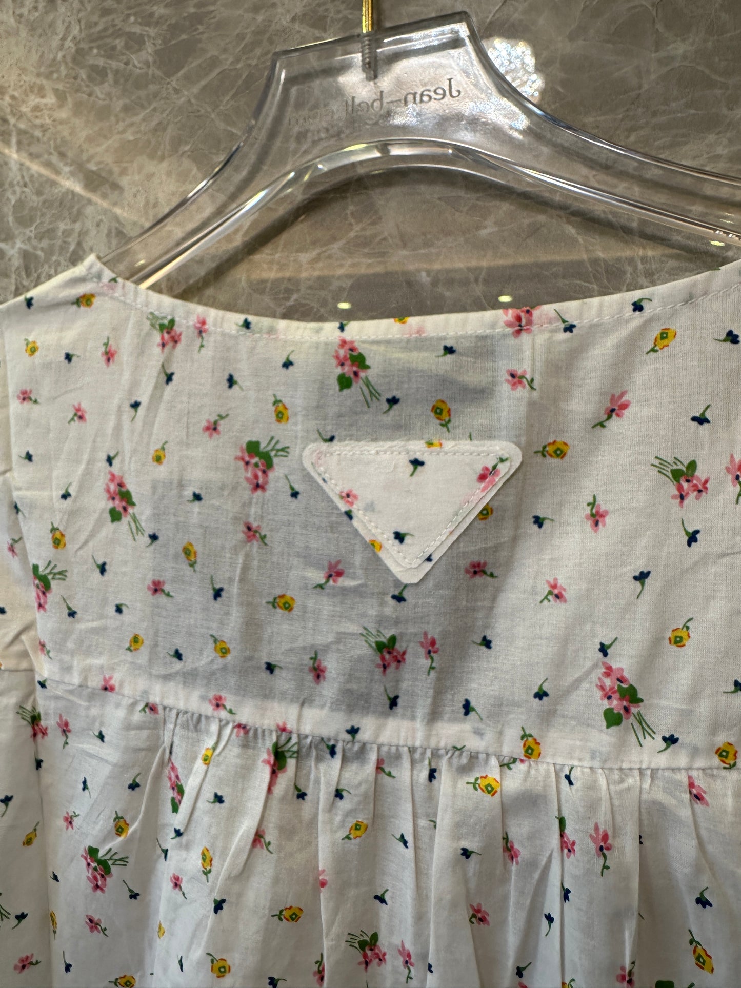 Prada Floral Print Ruffle Sleeve Dress