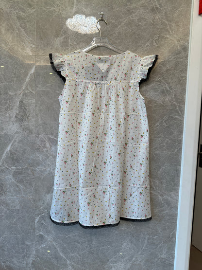 Prada Floral Print Ruffle Sleeve Dress