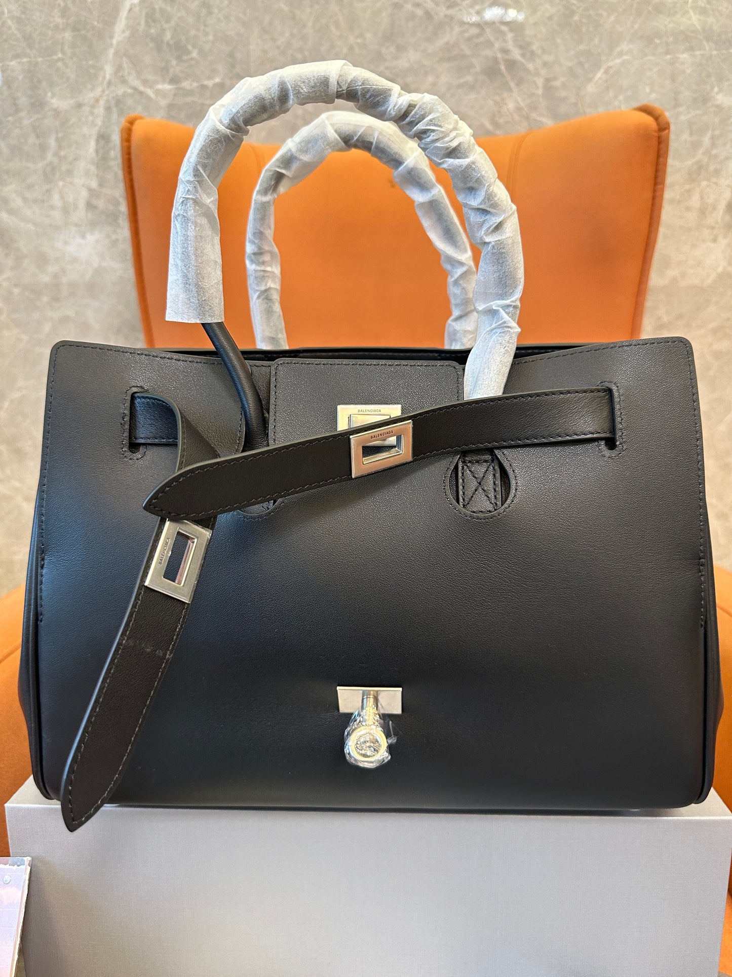 Balenciaga Bel Air Large Leather Tote Bag Black