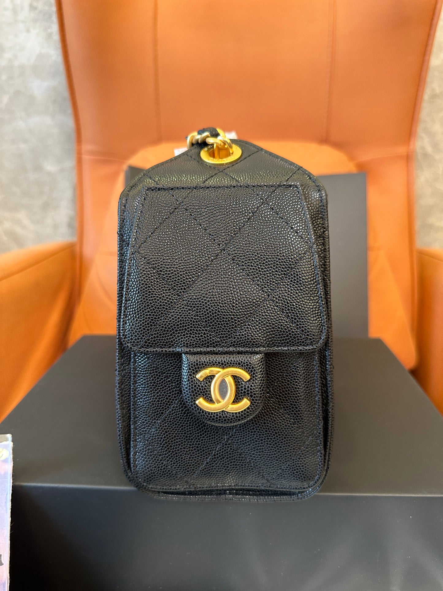 Chanel Drawstring Bucket Bag Black Caviar Leather